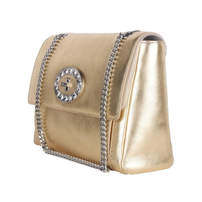 Blumarine Gold Leather Shoulder Women Bag Blumarine