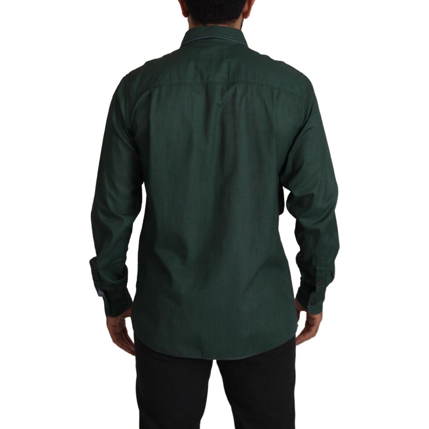Dolce & Gabbana Dark Green Button Down Long Sleeves Shirt