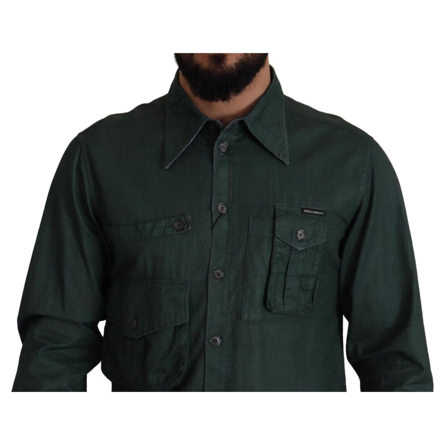 Dolce & Gabbana Emerald Elegance Slim Fit Casual Shirt Dolce & Gabbana