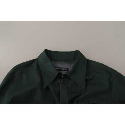 Dolce & Gabbana Dark Green Button Down Long Sleeves Shirt