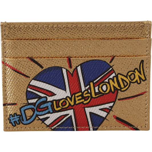 Dolce & Gabbana Gold Leather #DGLovesLondon Women Cardholder Case Wallet Dolce & Gabbana