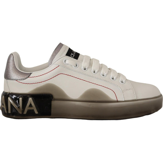 Dolce & Gabbana White Leather Shoes Womens Logo Portofino Sneakers Dolce & Gabbana