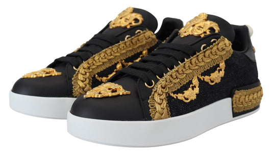 Dolce & Gabbana Elegant Portofino Leather Sneakers in Black Dolce & Gabbana