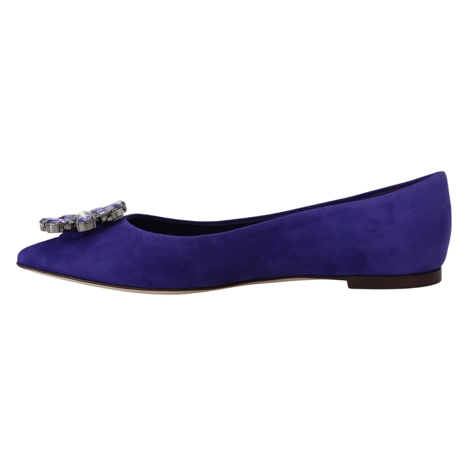 Dolce & Gabbana Purple Suede Crystals Loafers Flats Shoes