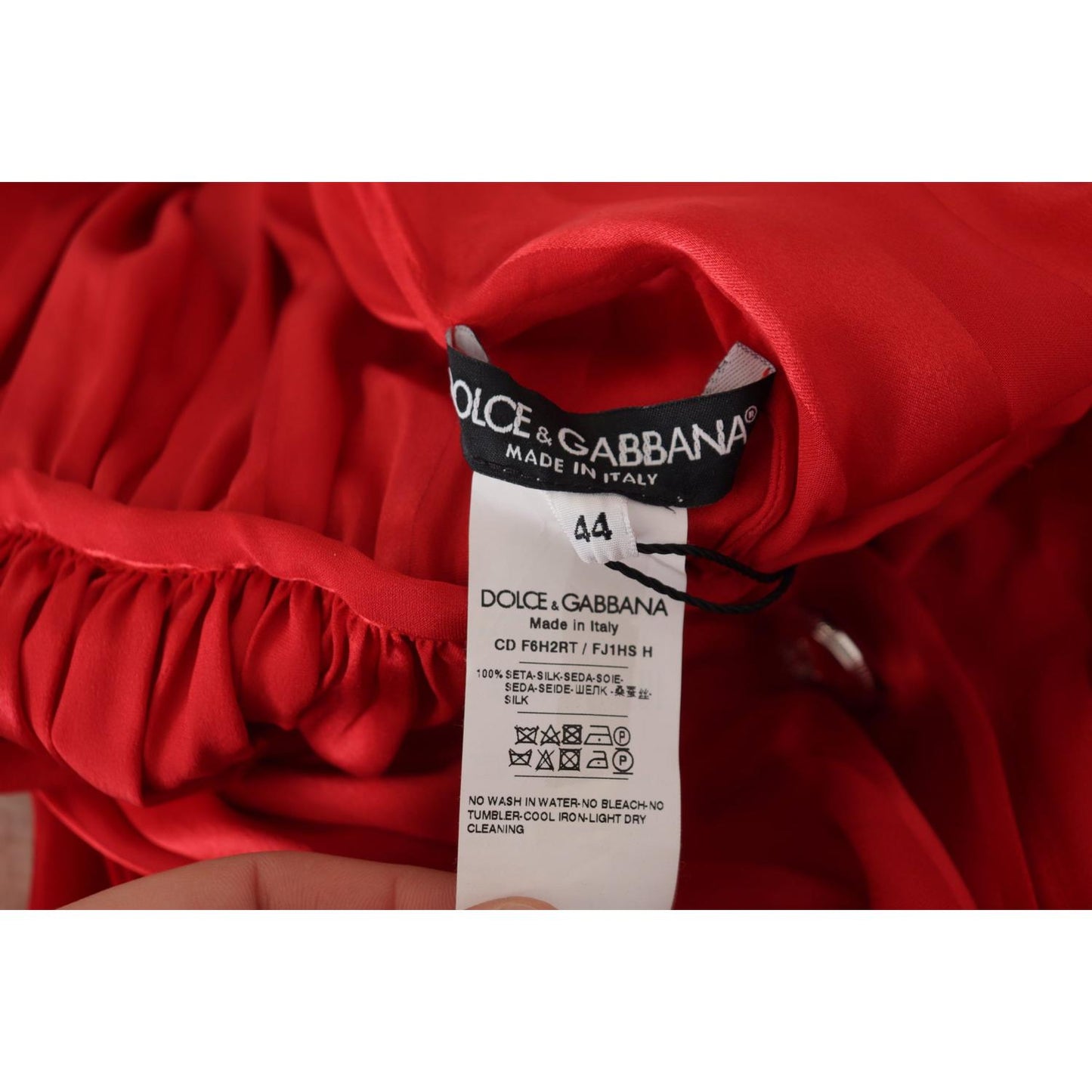 Dolce & Gabbana Elegant Red Silk Midi Dress with Button Detail Dolce & Gabbana