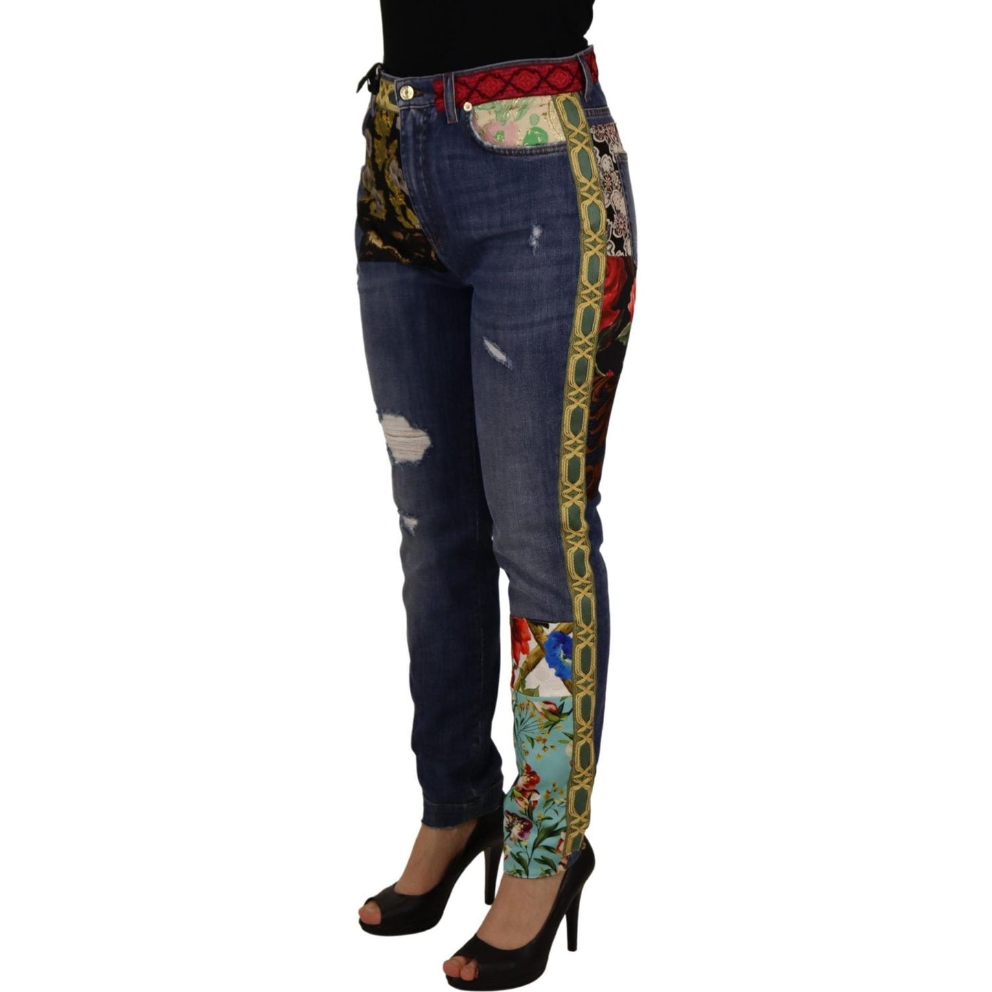 Dolce & Gabbana High Waist Patchwork Skinny Denim Dolce & Gabbana