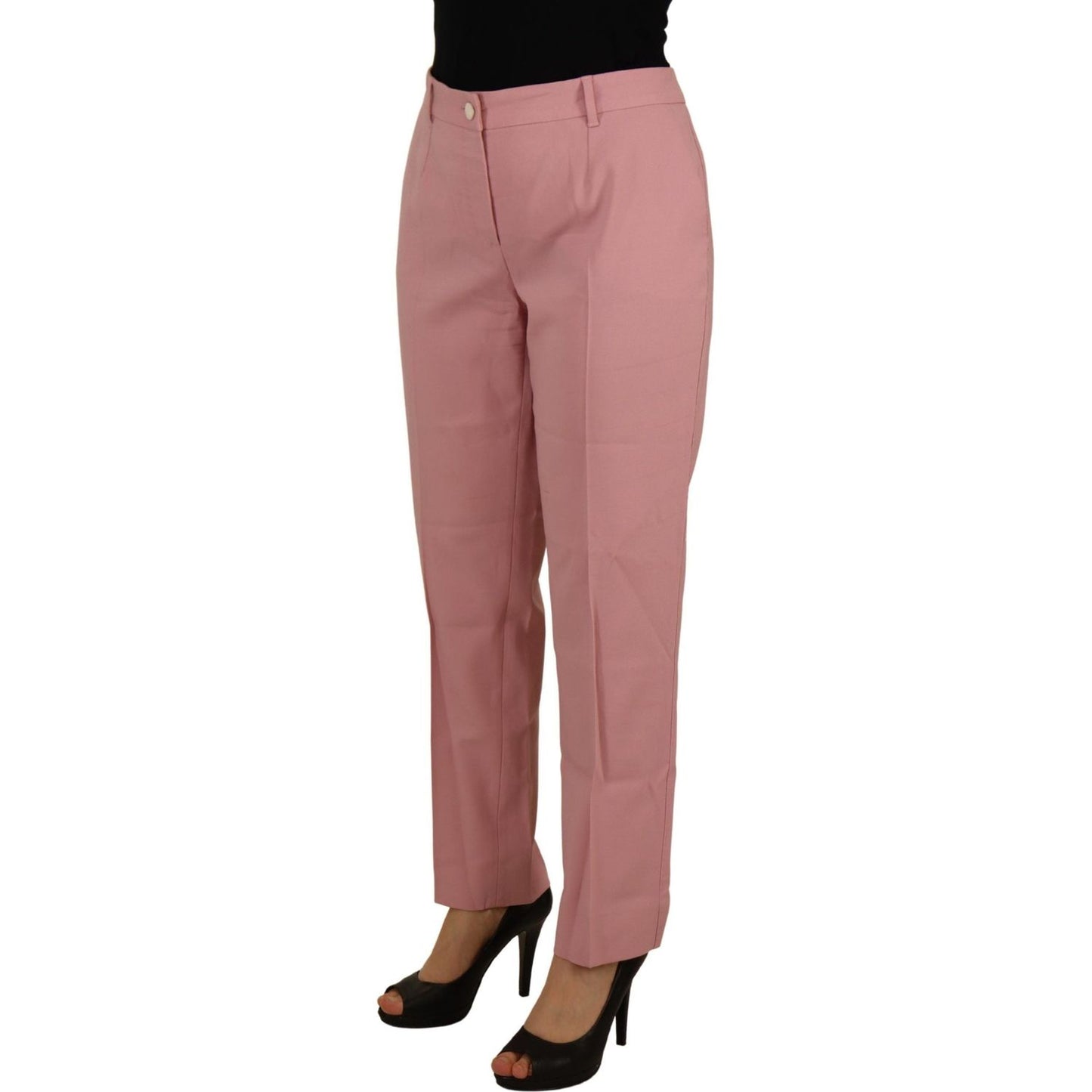 Dolce & Gabbana Chic MidWaist Virgin Wool Pink Pants Dolce & Gabbana