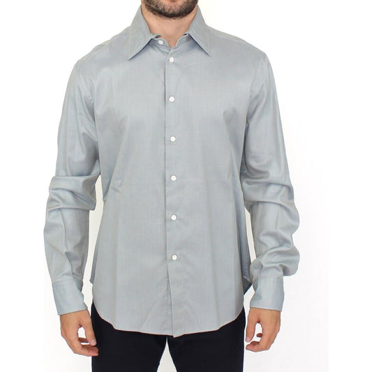 Ermanno Scervino Gray Cotton Long Sleeve Casual Shirt Top Ermanno Scervino