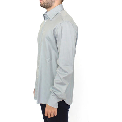 Ermanno Scervino Gray Cotton Long Sleeve Casual Shirt Top