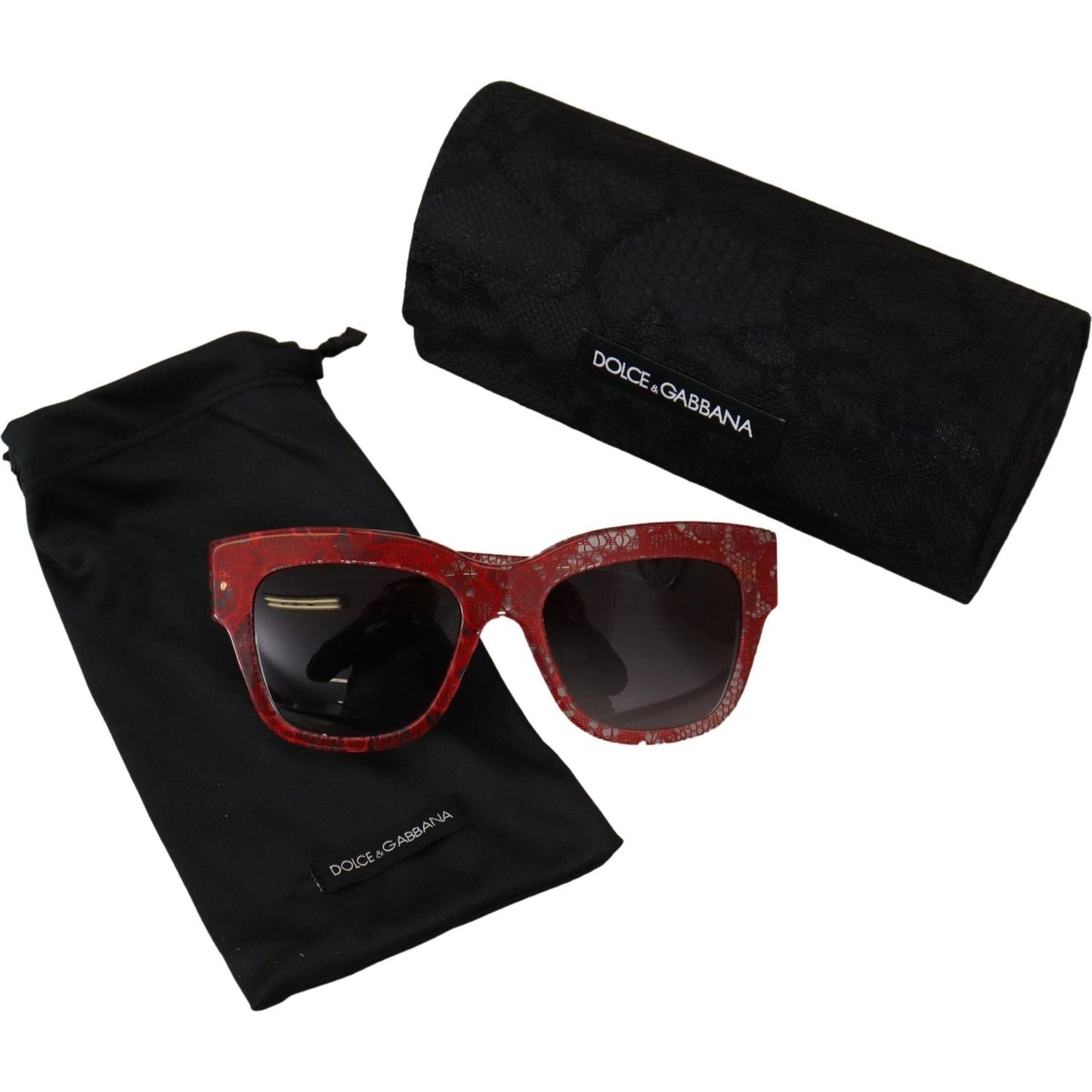 Dolce & Gabbana Red Lace Acetate Rectangle Shades DG4231Sunglasses Dolce & Gabbana
