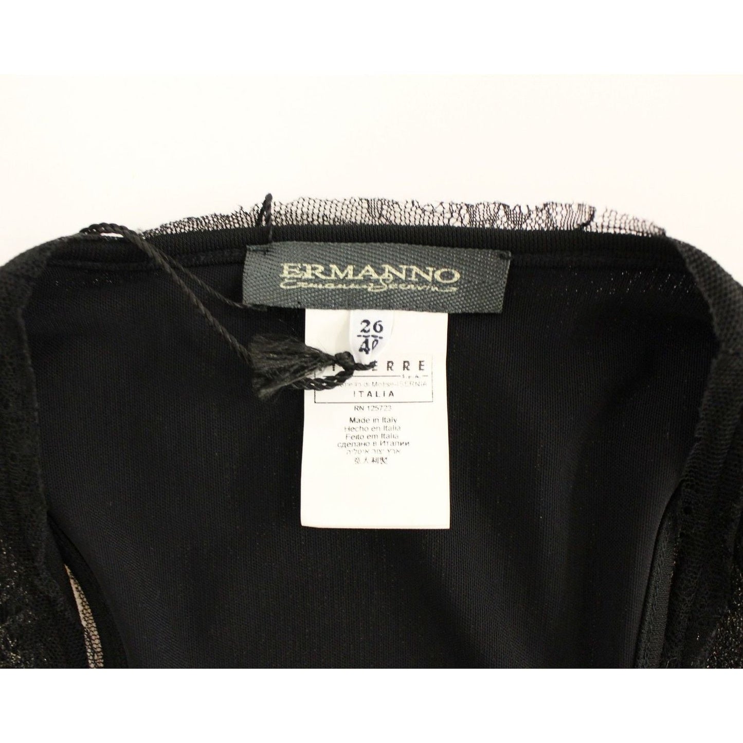 Ermanno Scervino Black Nylon Lace Detail Mini Dress Ermanno Scervino