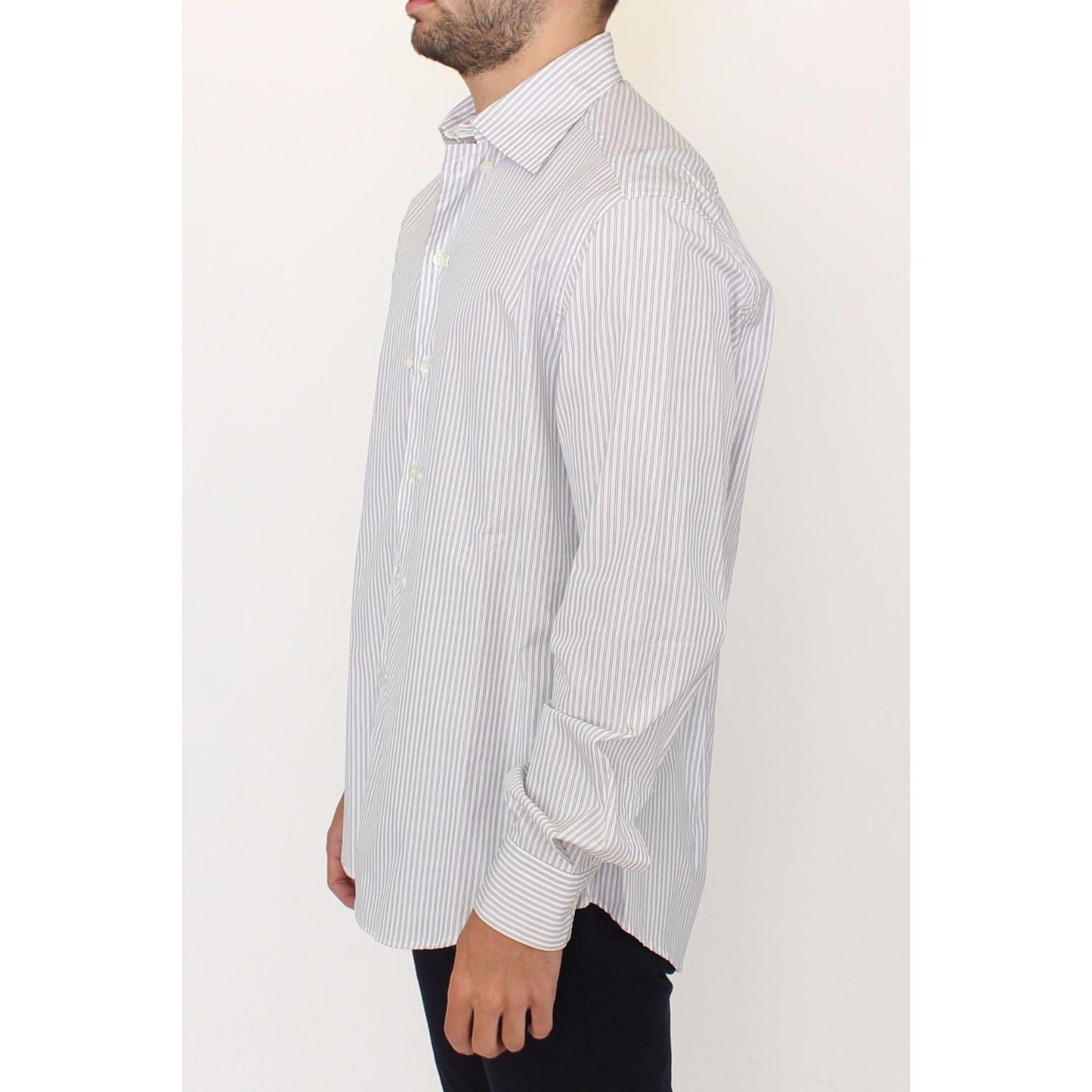 Ermanno Scervino Elegant White and Gray Striped Cotton Shirt Ermanno Scervino