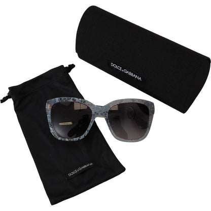 Dolce & Gabbana Blue Lace Acetate Rectangle Shades DG4226 Sunglasses Dolce & Gabbana
