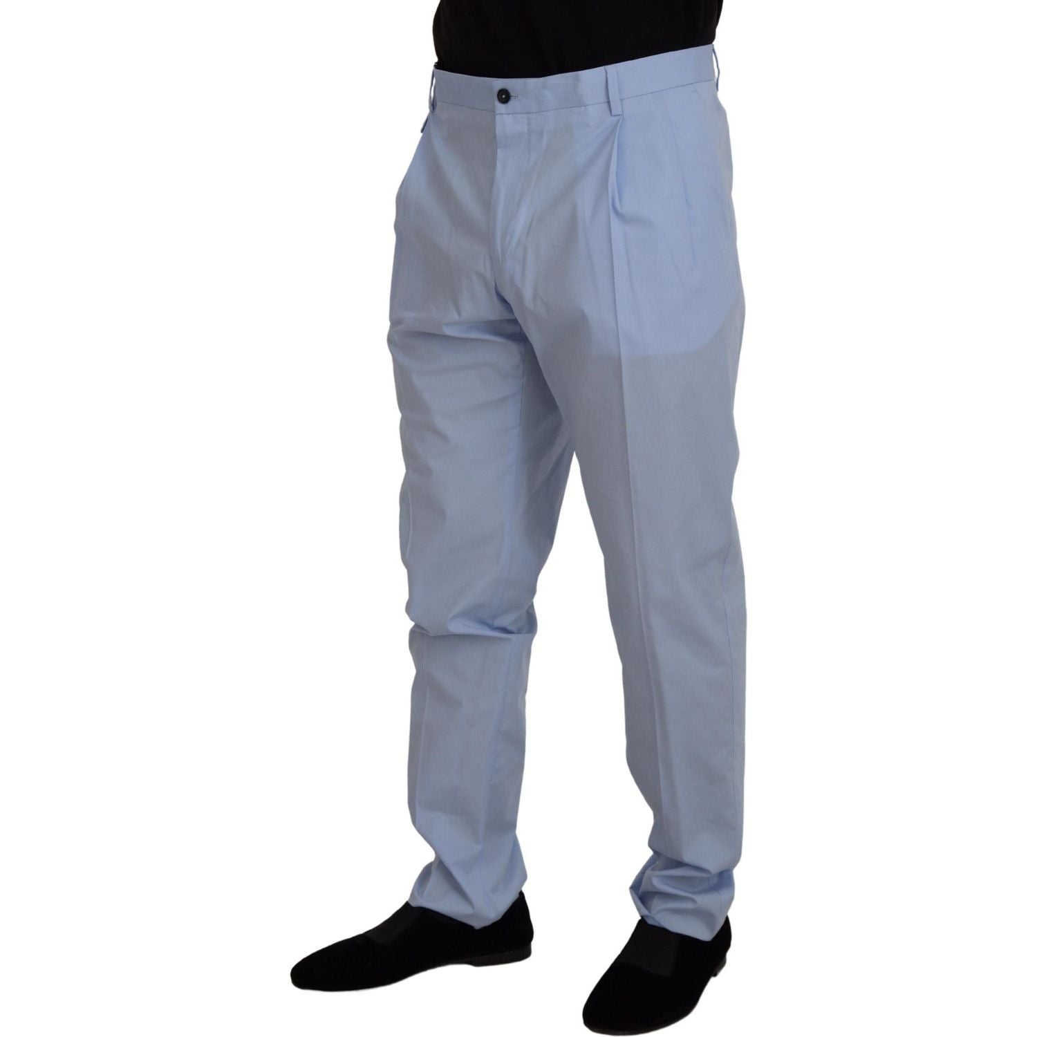 Dolce & Gabbana Blue Cotton Stretch Trousers Chinos Pants