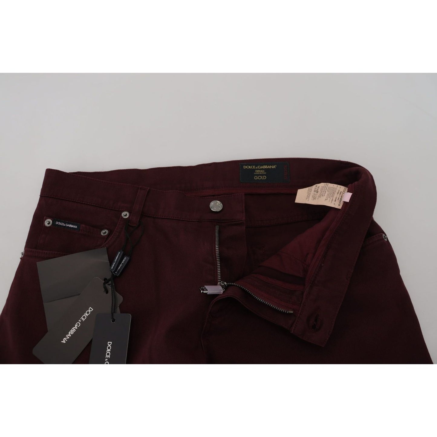 Dolce & Gabbana Slim Fit Bordeaux Jeans - Italian Luxury Dolce & Gabbana