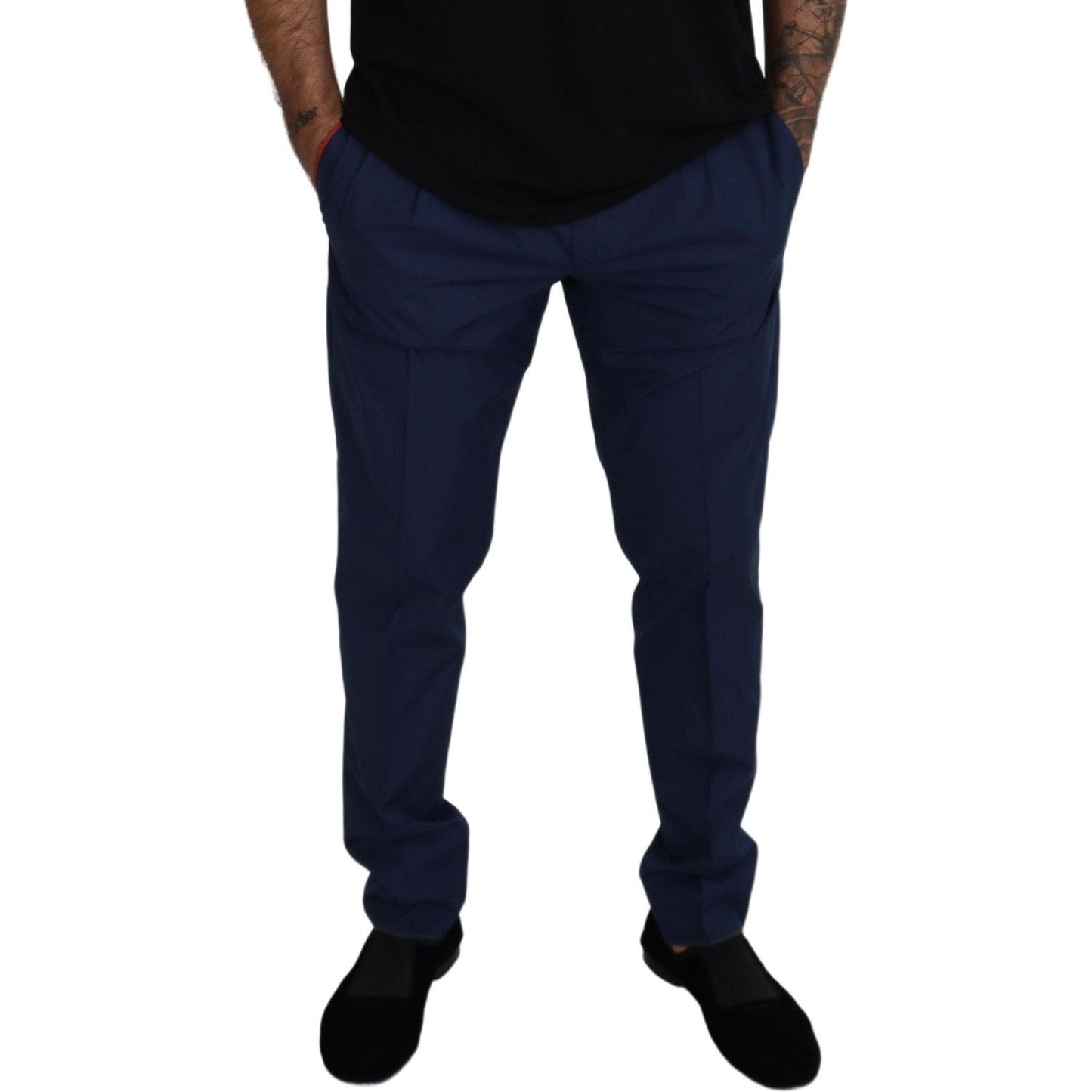 Dolce & Gabbana Elegant Slim Fit Chinos in Blue Silk Blend Dolce & Gabbana