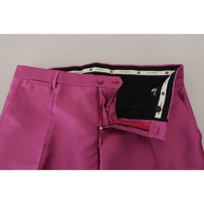 Dolce & Gabbana Pink Silk Slim Trousers Dress Formal Pants
