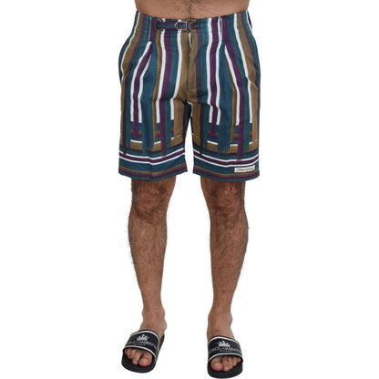 Dolce & Gabbana Multicolor Striped Stretch Cotton Shorts Shorts