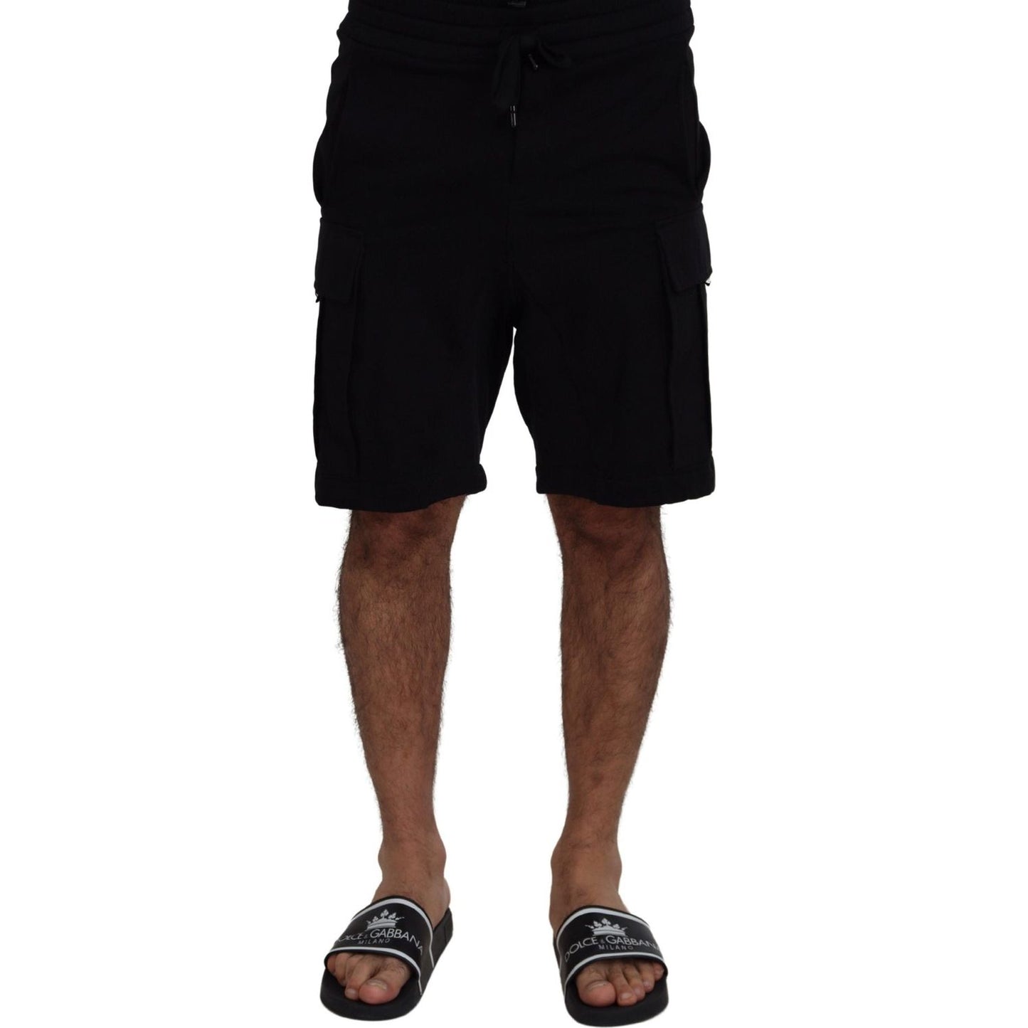 Dolce & Gabbana Black Cotton Bermuda Cargo Shorts