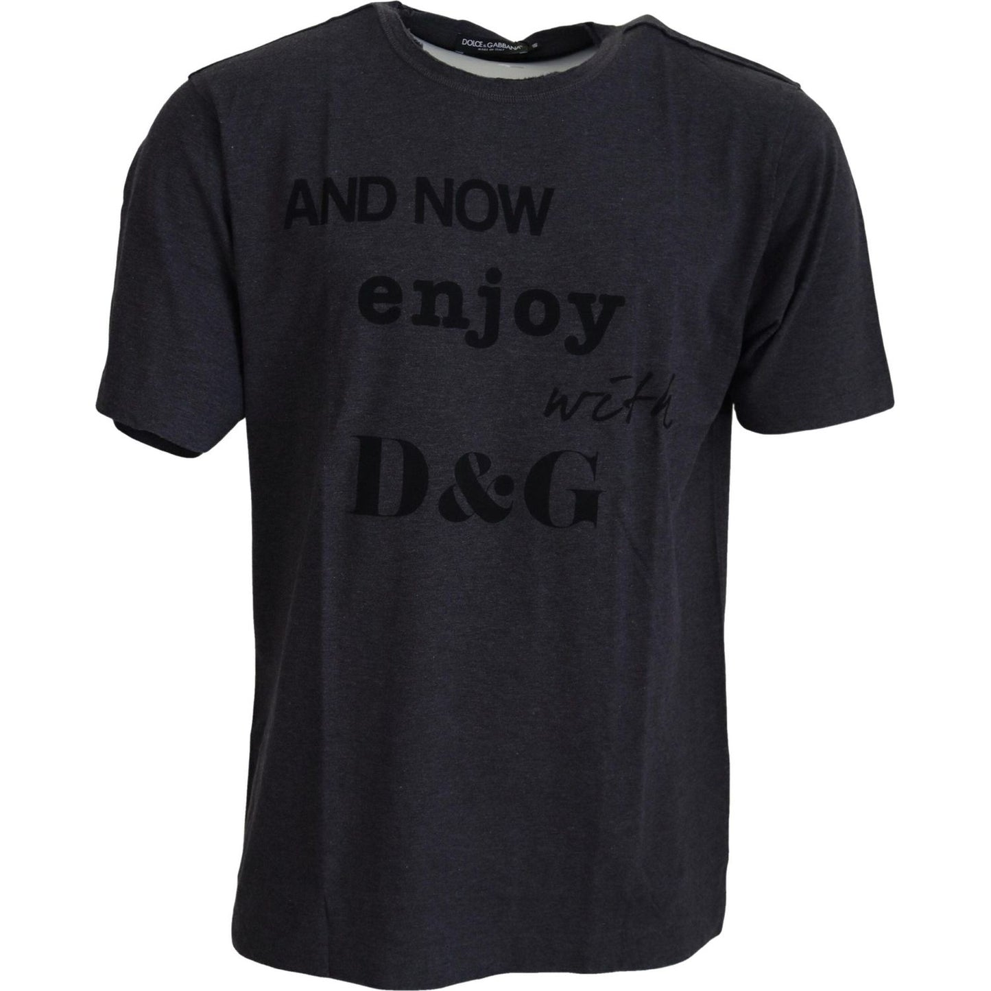 Dolce & Gabbana Elegant Gray Motive Crew Neck T-Shirt MAN T-SHIRTS Dolce & Gabbana