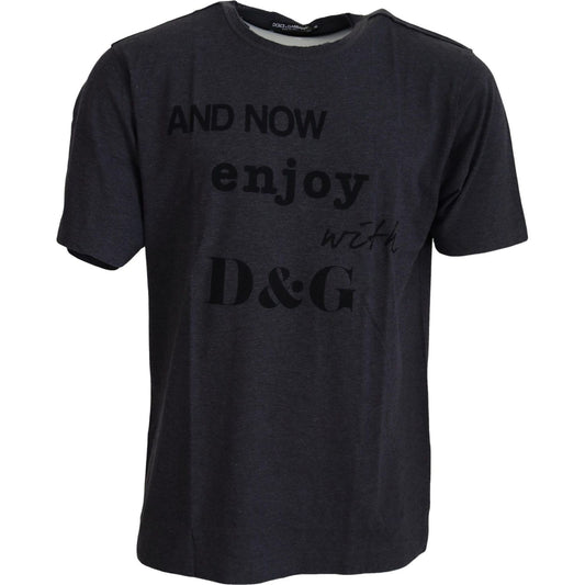 Dolce & Gabbana Elegant Gray Motive Crew Neck T-Shirt MAN T-SHIRTS Dolce & Gabbana