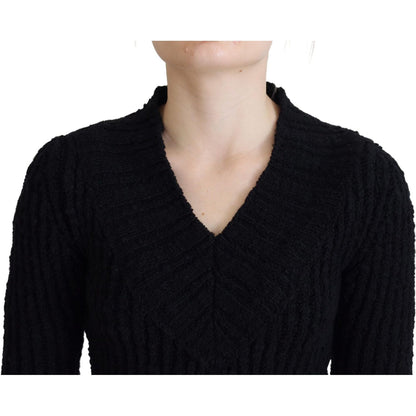 Dolce & Gabbana Black Wool Knitted Sheath Sweater Dress