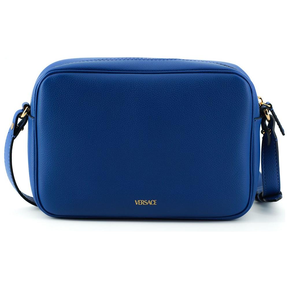 Versace Elegant Blue Calf Leather Camera Case Bag WOMAN SHOULDER BAGS Versace