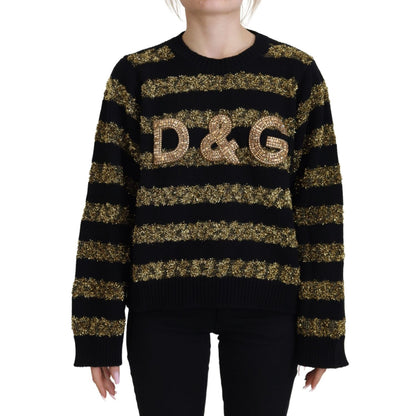 Dolce & Gabbana Black Gold D&G Crystal Cashmere Sweater