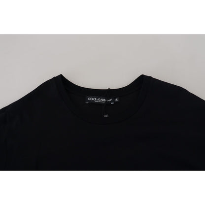 Dolce & Gabbana Black T-shirt Blouse Tassle Cotton Blouse