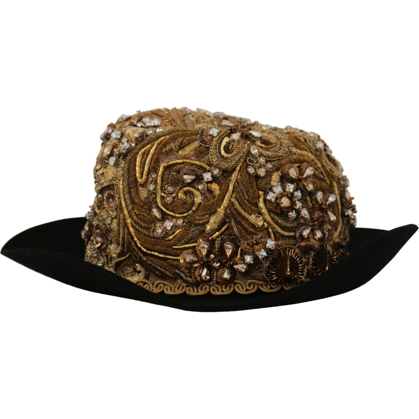 Dolce & Gabbana Elegant Black Gold Studded Fedora Dolce & Gabbana