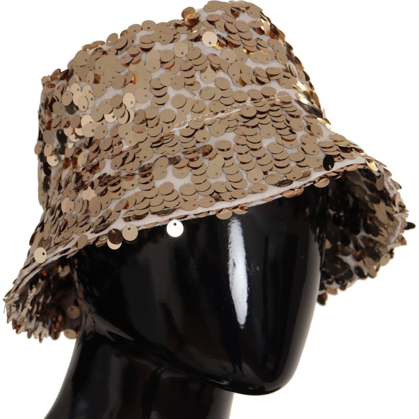 Dolce & Gabbana Elegant Sequined Gold Bucket Hat Dolce & Gabbana