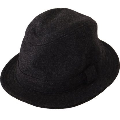 Dolce & Gabbana Gray Virgin Wool Logo Fedora Trilby Cappello Hat