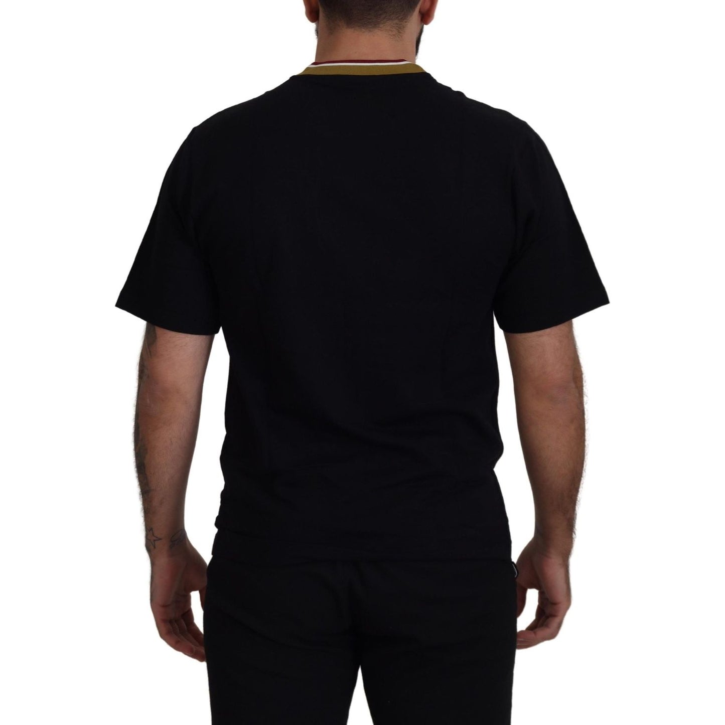 Dolce & Gabbana Black Cotton Embroidered Crewneck T-shirt