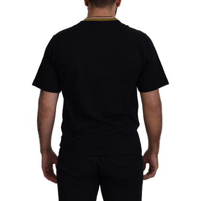Dolce & Gabbana Black Cotton Embroidered Crewneck T-shirt
