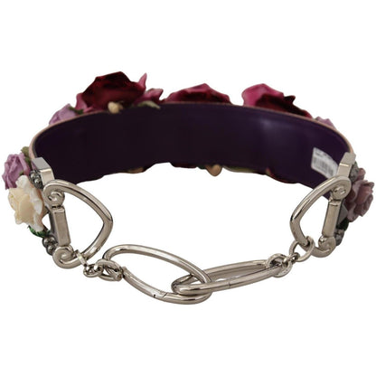 Dolce & Gabbana Multicolor Floral Appliques Metal Shoulder Strap