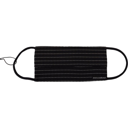 Dolce & Gabbana Black White Stripes Elastic Ear Strap One Size Face Mask Dolce & Gabbana