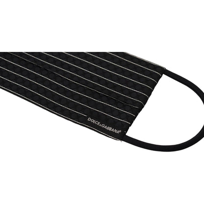 Dolce & Gabbana Black White Stripes Elastic Ear Strap One Size Face Mask Dolce & Gabbana