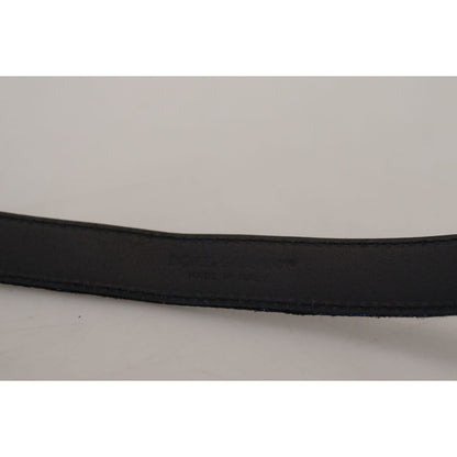 Dolce & Gabbana Blue Jacquard Stripe Silver Buckle Belt