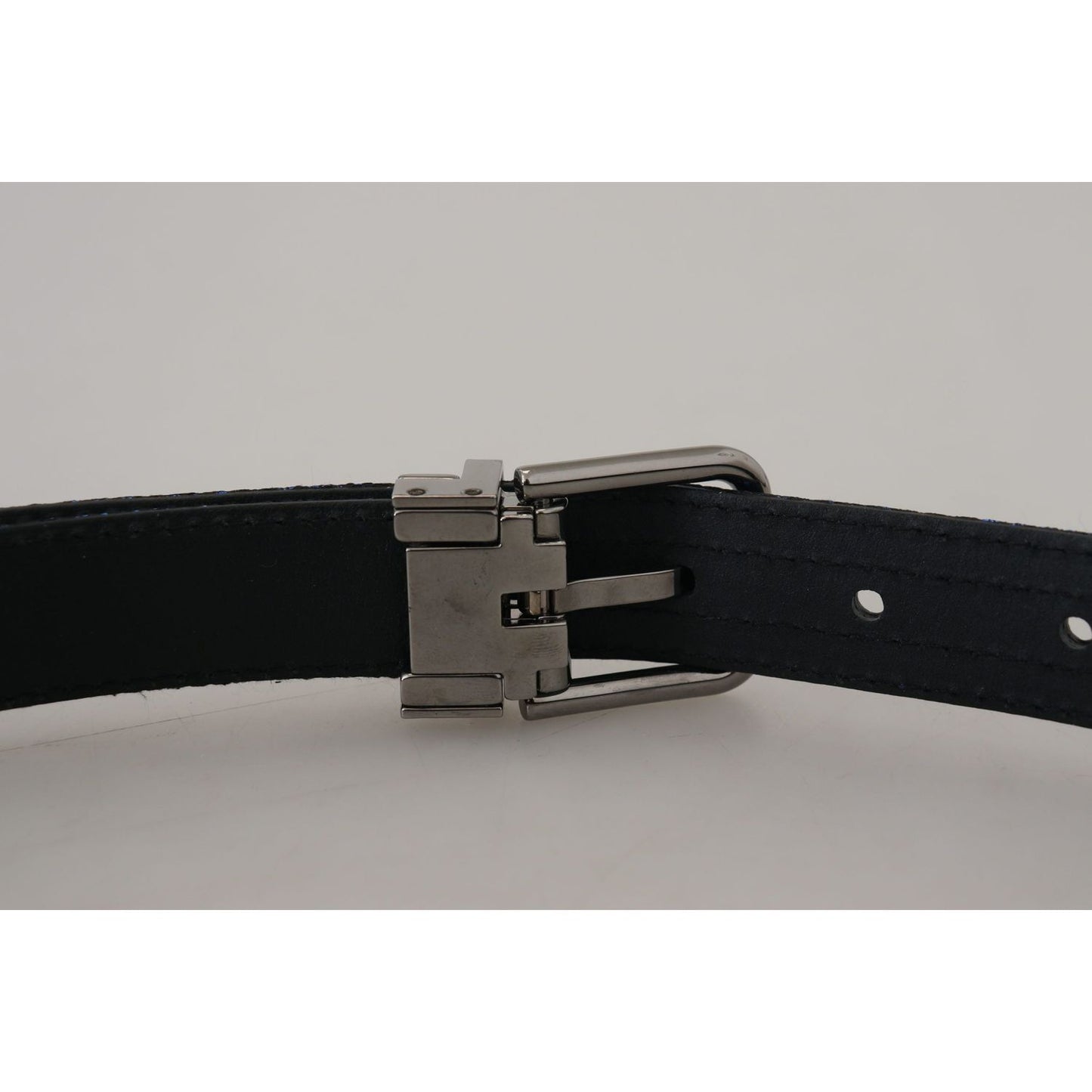 Dolce & Gabbana Elegant Blue Jacquard Leather Belt Dolce & Gabbana