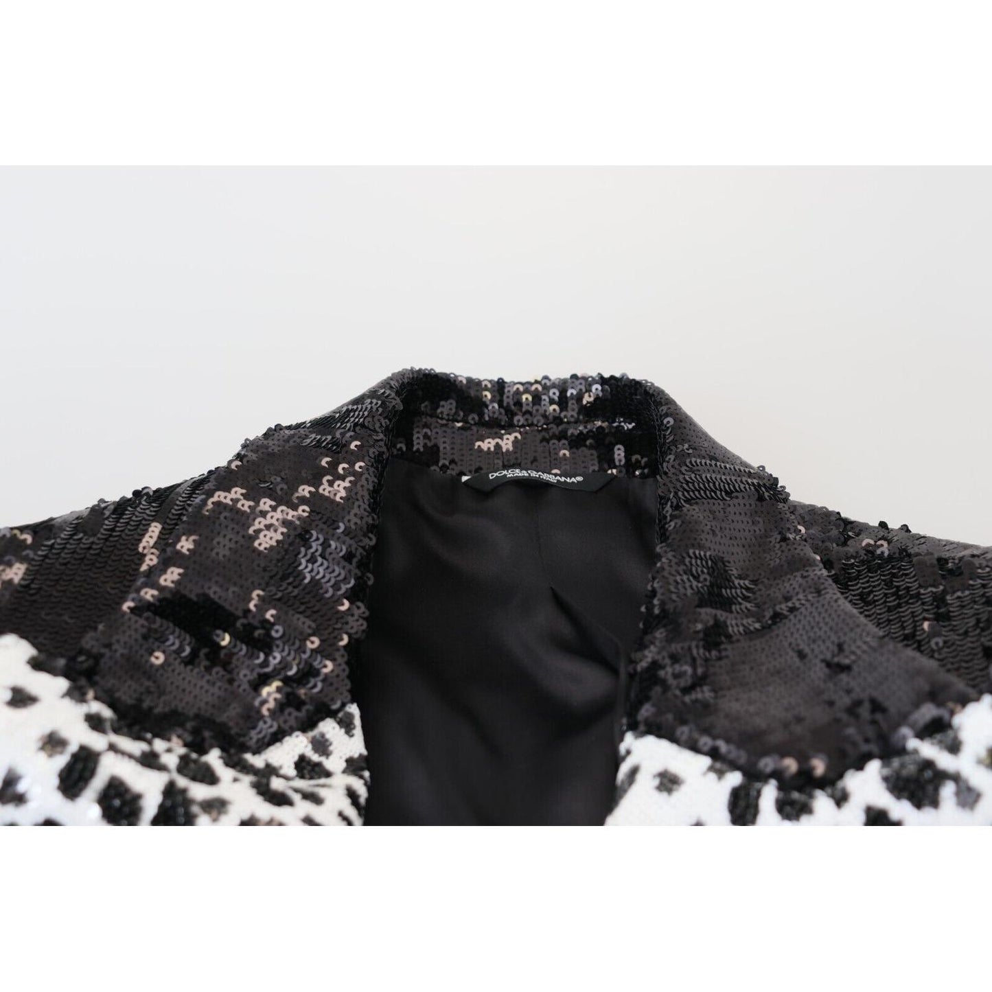 Dolce & Gabbana Black Sequined Cow Pattern Nylon Blazer