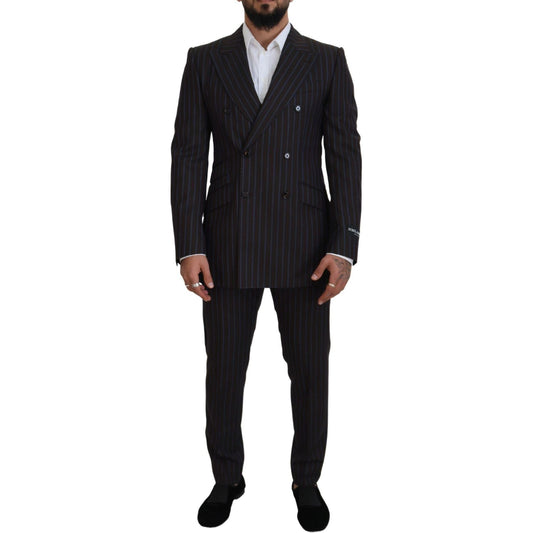 Dolce & Gabbana Elegant Black Striped Virgin Wool Suit Dolce & Gabbana