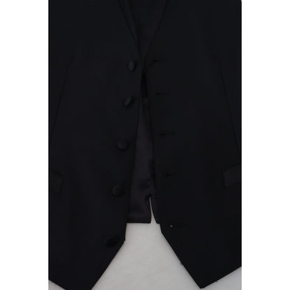 Dolce & Gabbana Black Virgin Wool Waistcoat Formal Dress Vest