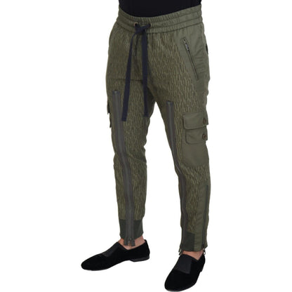 Dolce & Gabbana Green Striped Cargo Zipper Leg Men Trouser Pants