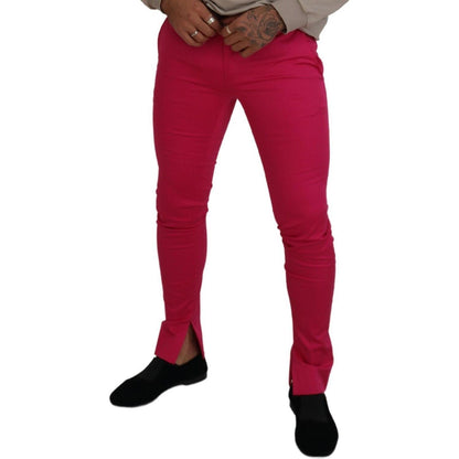 Dolce & Gabbana Pink Zipper Buckle Waist Trousers Pants