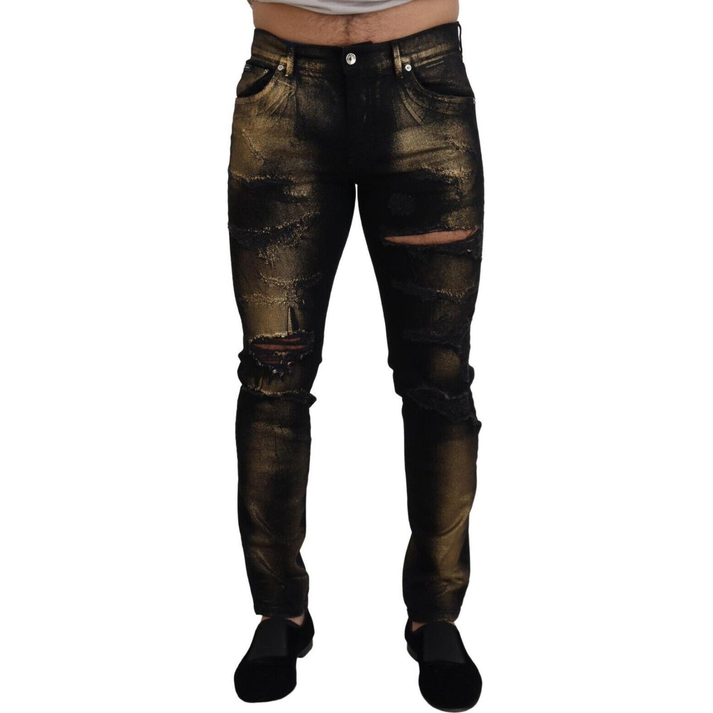 Dolce & Gabbana Elegant Black Gold Dust Jeans Dolce & Gabbana