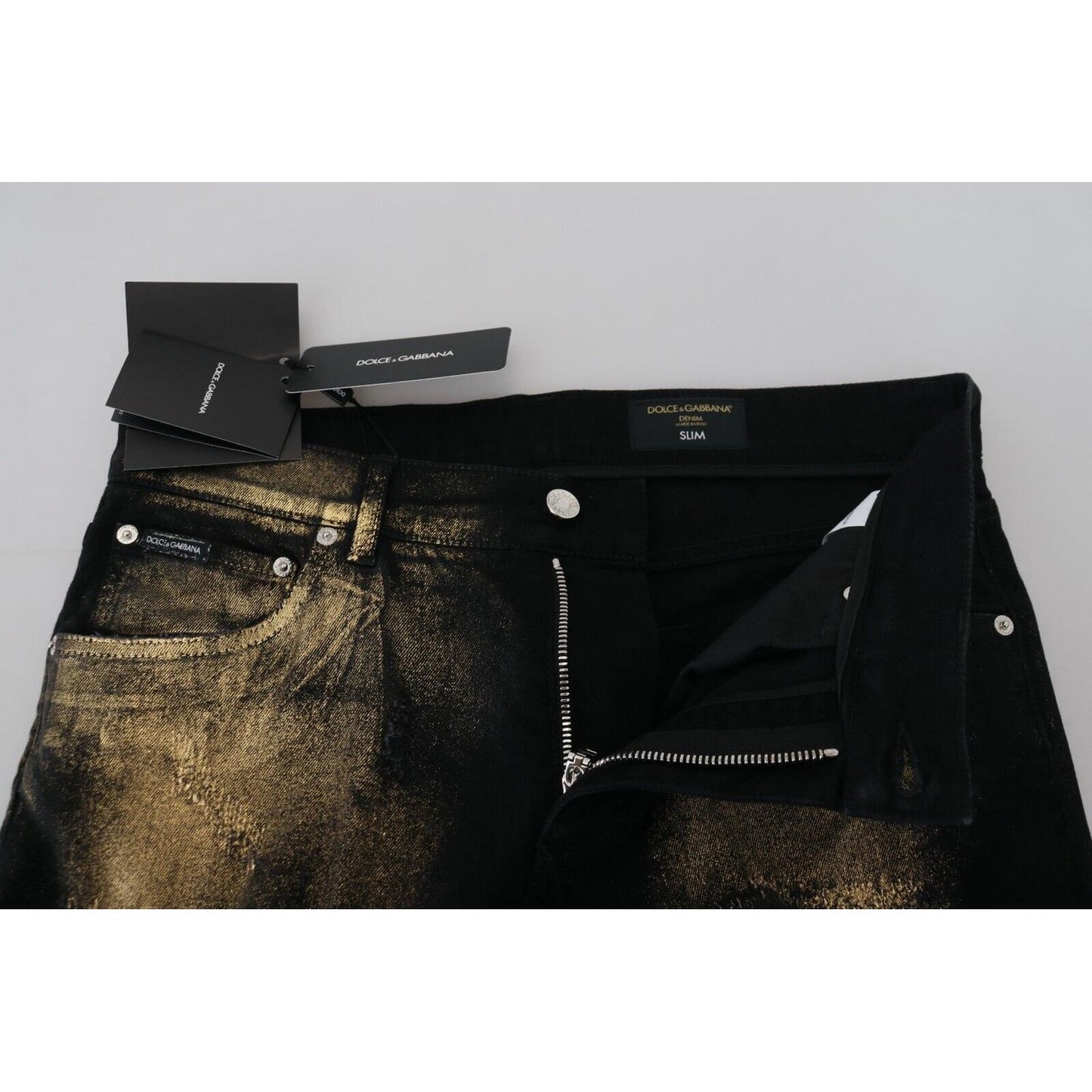 Dolce & Gabbana Elegant Black Gold Dust Jeans Dolce & Gabbana