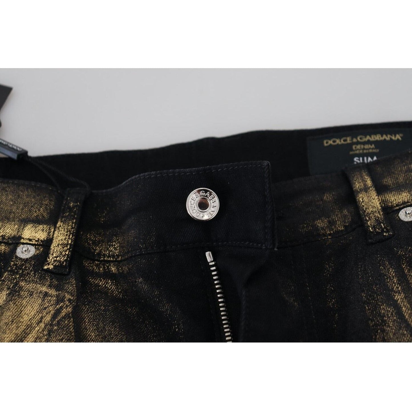 Dolce & Gabbana Elegant Black Gold Dust Jeans Dolce & Gabbana