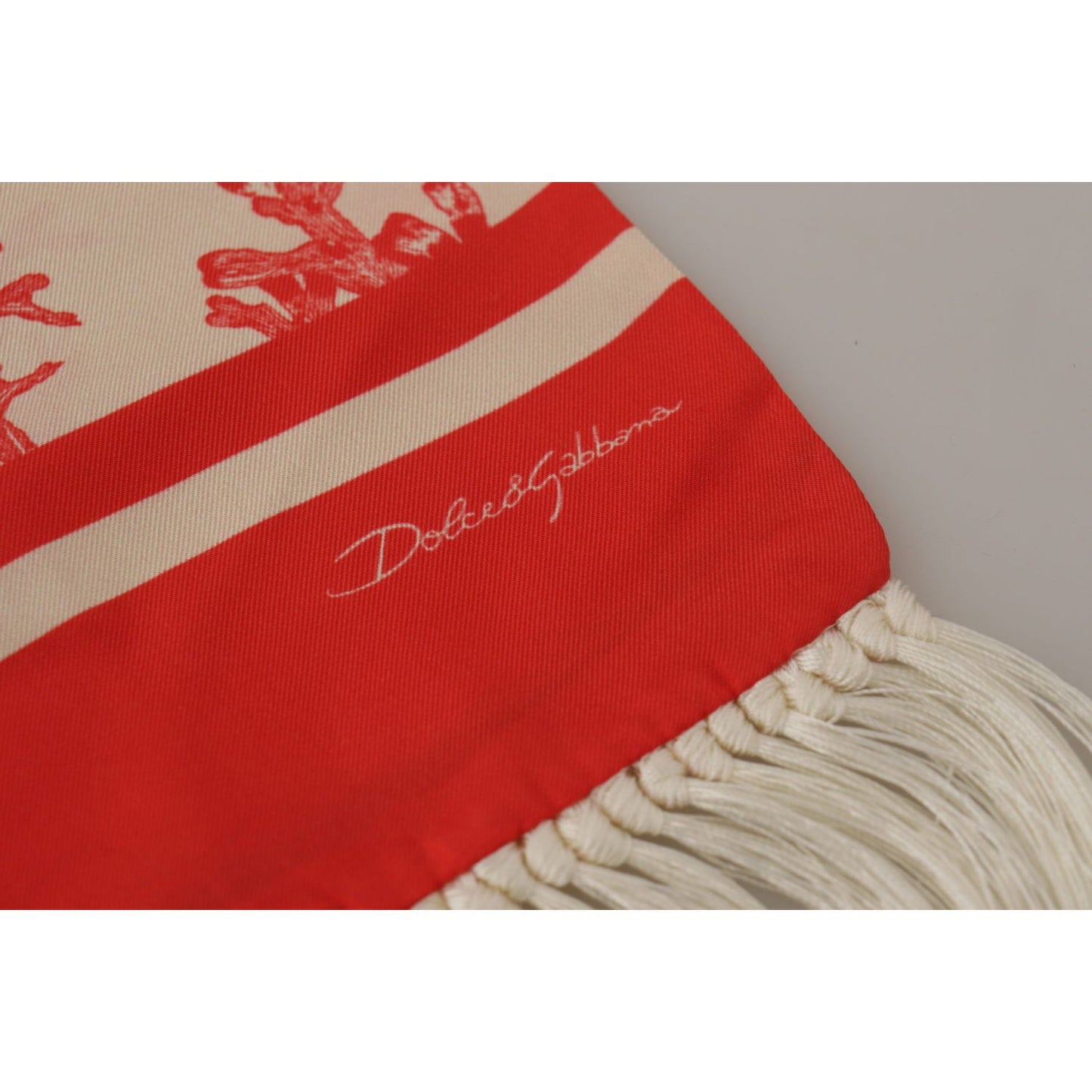 Dolce & Gabbana Elegant Silk Men's Scarf Wrap - Red Coral Print Dolce & Gabbana