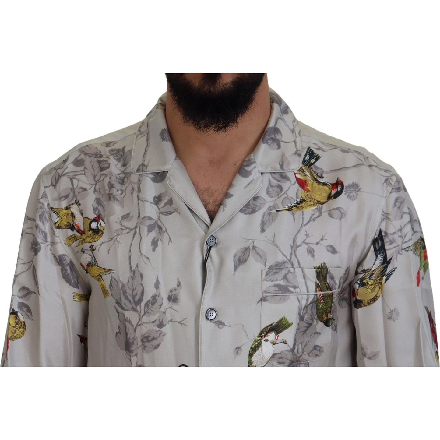 Dolce & Gabbana Elegant Silk Bird Print Casual Shirt Dolce & Gabbana