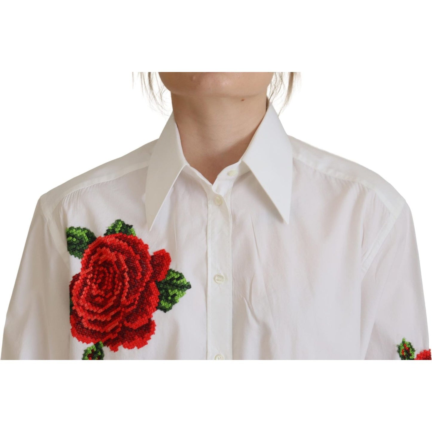 Dolce & Gabbana Elegant Floral Embroidered Silk Blend Shirt Dolce & Gabbana